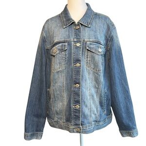 SOLD Maurices Jean Jacket Womens 2X Cotton Blend Stretch Trucker Biker